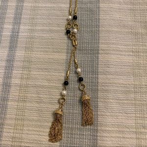 Talbots Tassel and Bead Long Pendent Necklace